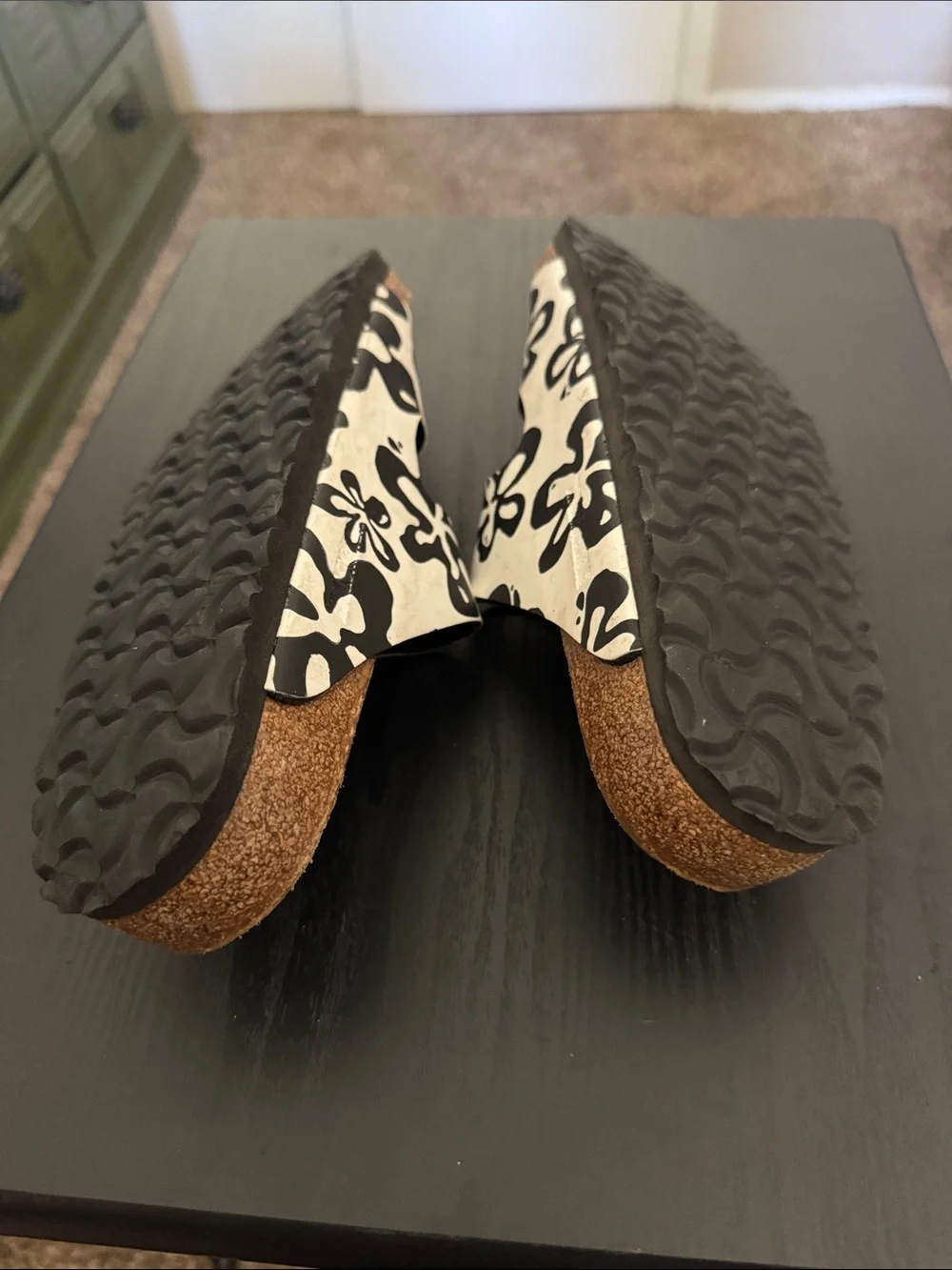 Birkenstock Two-Strap Sandals in Black & White Floral Print - Picture 3 of 3